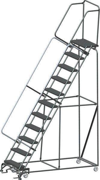 143 in H Steel Rolling Ladder, 11 Steps
