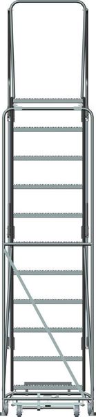143 in H Steel Rolling Ladder, 11 Steps