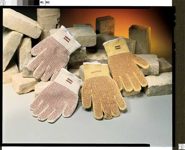 Heat Resist Gloves, White/Ylw/Rust, XL, PR