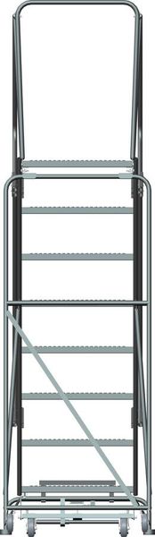 113 in H Steel Rolling Ladder, 8 Steps