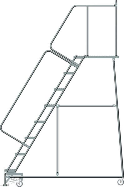 113 in H Steel Rolling Ladder, 8 Steps