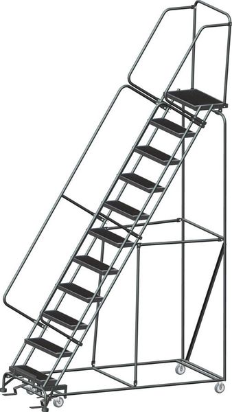 143 in H Steel Rolling Ladder, 11 Steps