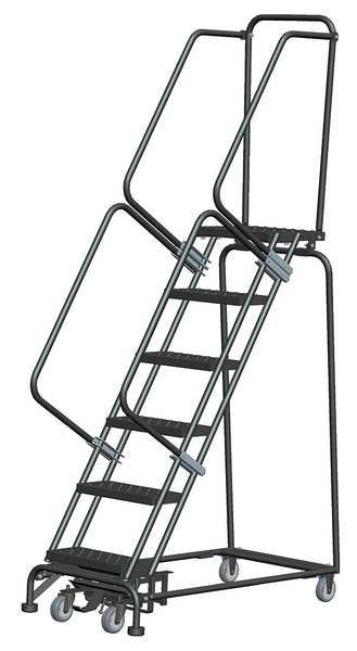 93 in H Steel Rolling Ladder, 6 Steps