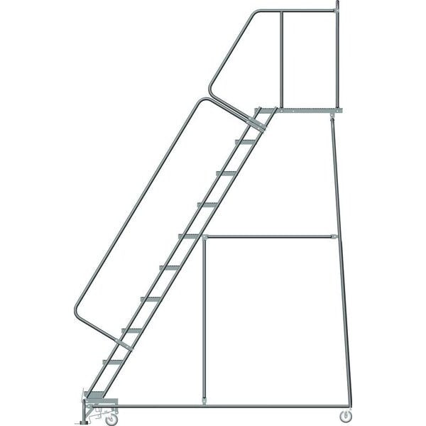 133 in H Steel Rolling Ladder, 10 Steps