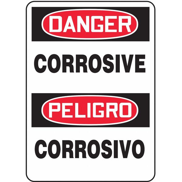 Spanish-Bilingual Danger Sign, 14 in H, 10 in W, Rectangle, English, Spanish, SBMCHL222VA
