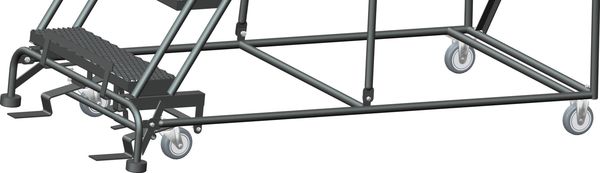 123 in H Steel Rolling Ladder, 9 Steps