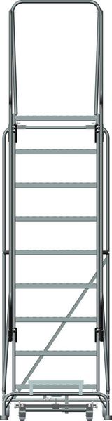 123 in H Steel Rolling Ladder, 9 Steps