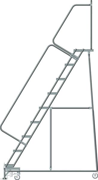 123 in H Steel Rolling Ladder, 9 Steps