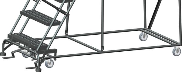 113 in H Steel Stock Picking Rolling Ladder, 8 Steps