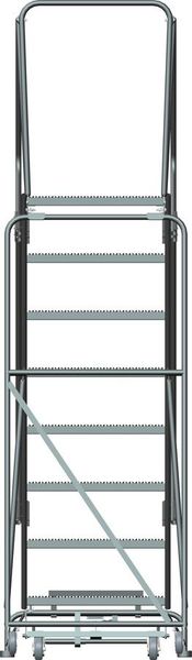 113 in H Steel Stock Picking Rolling Ladder, 8 Steps
