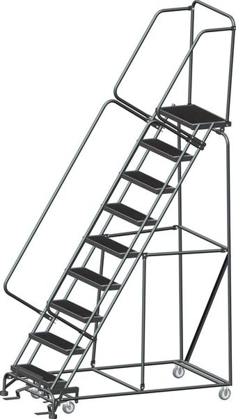 123 in H Steel Rolling Ladder, 9 Steps