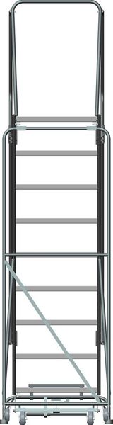 123 in H Steel Rolling Ladder, 9 Steps