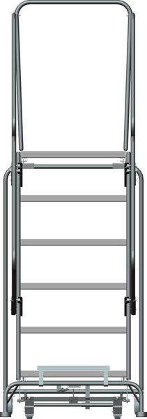 93 in H Steel Rolling Ladder, 6 Steps