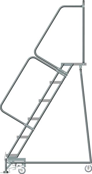93 in H Steel Rolling Ladder, 6 Steps