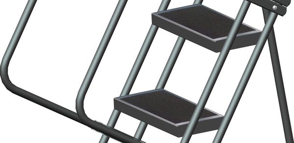 103 in H Steel Rolling Ladder, 7 Steps