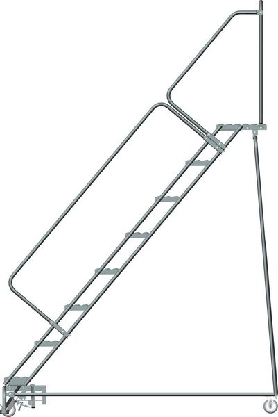 113 in H Steel Rolling Ladder, 8 Steps