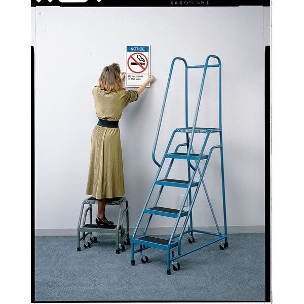 103 in H Steel Rolling Ladder, 6 Steps, 450 lb Load Capacity