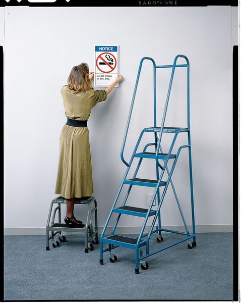 90 in H Steel Rolling Ladder, 6 Steps