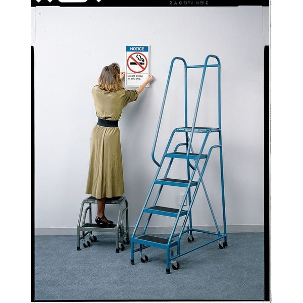 64 in H Steel Rolling Ladder, 4 Steps