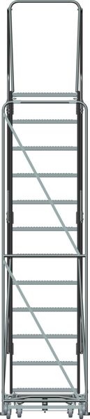 153 in H Steel Rolling Ladder, 12 Steps
