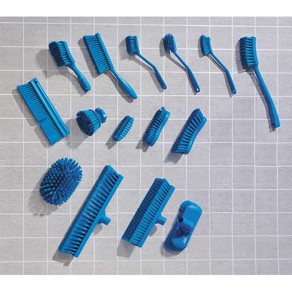 1 in W Scrub Brush, Medium, 8 3/16 in L Handle, 11 in L Brush, Blue, Plastic, 11 in L Overall