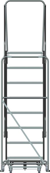 113 in H Steel Rolling Ladder, 8 Steps