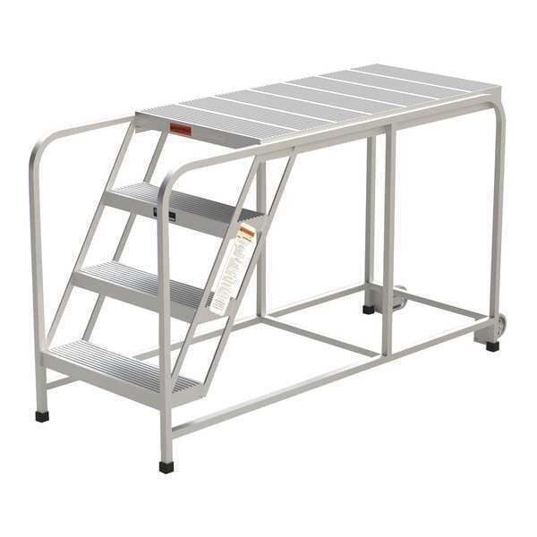 Aluminum Mobile Work Platform, 4 Steps, No Handrails, 48