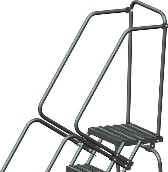 113 in H Steel Rolling Ladder, 8 Steps