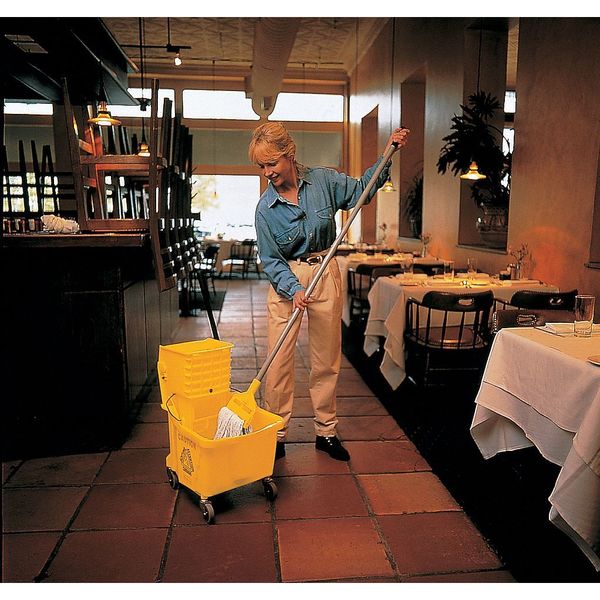 1 in String Wet Mop, 18 oz Dry Wt, Side Gate Connection, Looped-End, White, Cotton/Synthetic