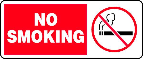 No Smoking Sign, 7 in Height, 17 in Width, Aluminum, Rectangle, English