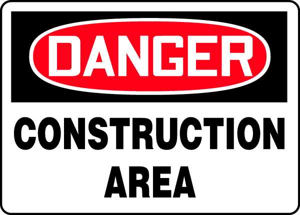 Danger Sign, 10 in Height, 14 in Width, Vinyl, Rectangle, English
