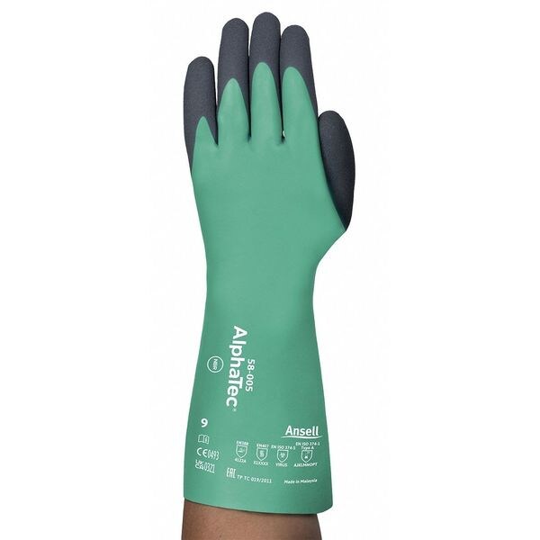 Chemical Resistant Gloves, Grip, 9 Sz, PR