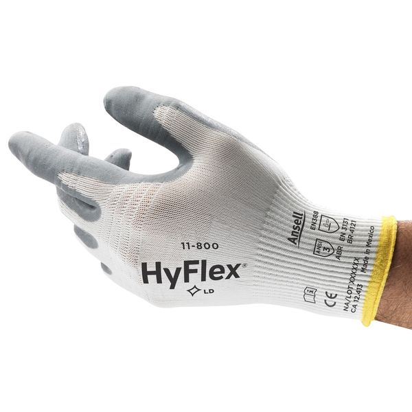 Foam Nitrile Coated Gloves, Palm Coverage, White/Gray, 2XL, PR
