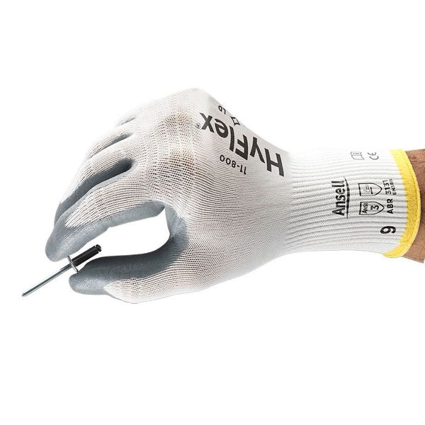 Foam Nitrile Coated Gloves, Palm Coverage, White/Gray, 2XL, PR