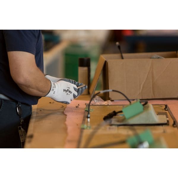 Foam Nitrile Coated Gloves, Palm Coverage, White/Gray, XL, PR