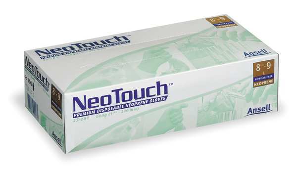 Disposable Gloves, Neoprene, Powder Free, Green, M, 100 PK