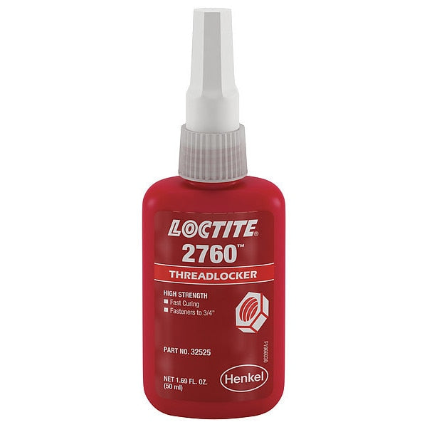 Threadlocker, LOCTITE 2760, Red, High Strength, Liquid, 10 mL Bottle