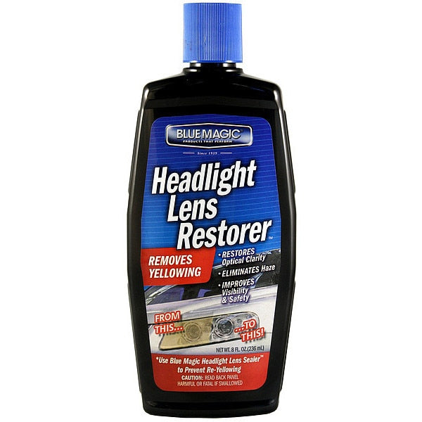 Headlight Lens Restorer, 8 Oz, Bottle, Blue