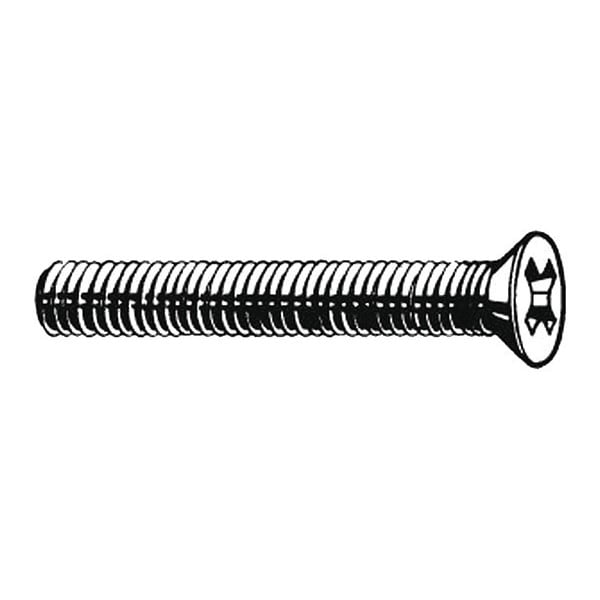 #2-56 x 7/8 in Phillips Flat Machine Screw, Plain 18-8 Stainless Steel, 100 PK