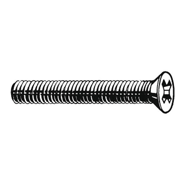 #10-24 x 5/16 in Phillips Flat Machine Screw, Plain 18-8 Stainless Steel, 100 PK