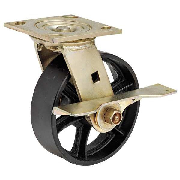 Swivel Plate Caster, Steel, 6 in., 1200 lb.