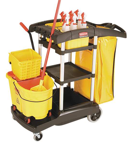 1 1/4 gal Square Bucket Set, 8 1/2 in H, 9 1/2 in Dia, Green, Red, Yellow, Polypropylene