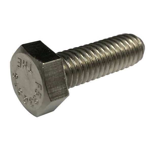 #10-24 x 1 in Hex Hex Machine Screw, Plain 18-8 Stainless Steel, 100 PK