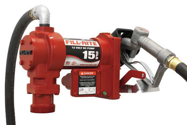 Fuel Transfer Pump, 12VDC, 15 GPM, 1/4 HP, Cast Iron, 1 in. NPT Inlet
