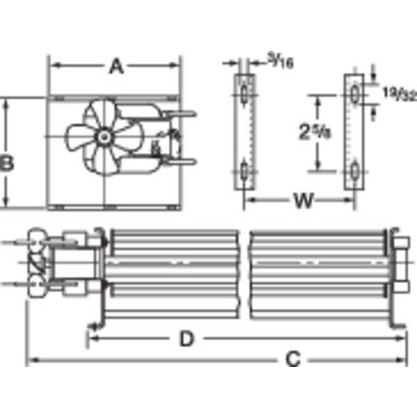 Rectangular OEM Blower, 2670 RPM, 1 Phase, Direct