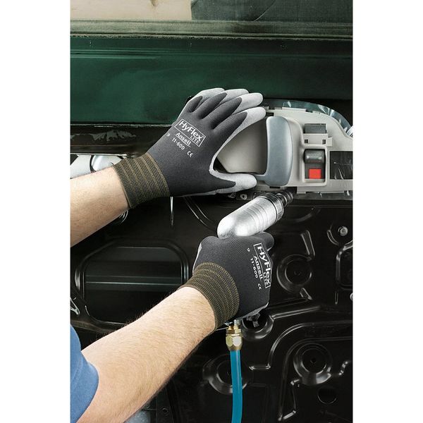 Polyurethane Coated Gloves, Palm Coverage, Black, 9, PR