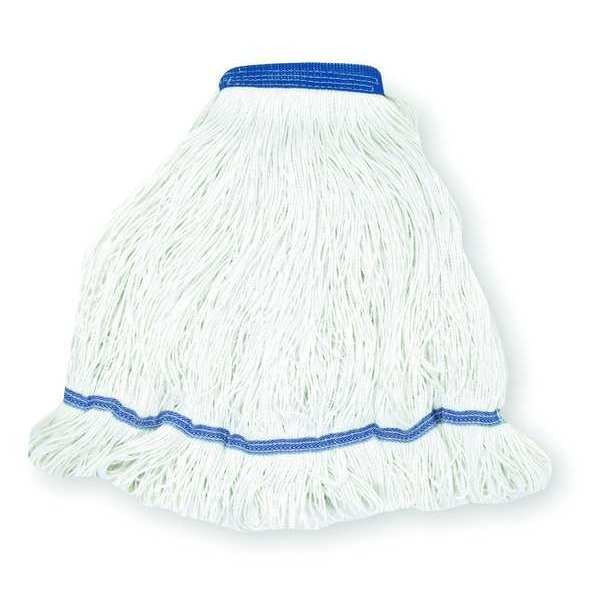 1-1/4 in String Wet Mop, 16 oz Dry Wt, Side Gate Connection, Looped-End, White, Nylon