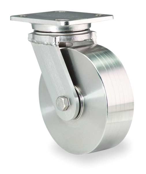 Plate Caster, Swivel, Poly, 8 in., 1500 lb., Blu