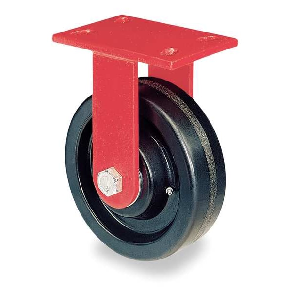 Plte Caster, Rgd, Rubber, 8 in., 670 lb.