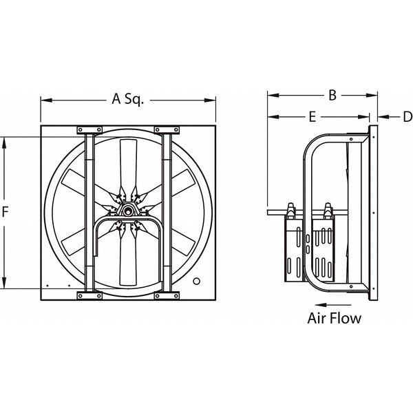 Supply Fan w/Drive Package, Standard Duty, 115/208-230V AC, 20 in Blade Dia, 1/4 HP